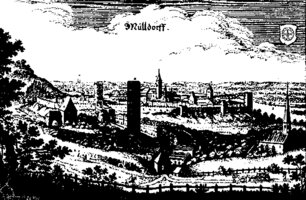  Zeichnung von Mühldorf aus dem Jahre 1642